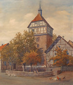 Kirche und Gerichtsplatz in Hoheneiche, Aquarell W.Schott 1956 Vorschaubild
