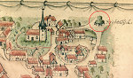 Der Gerichtstisch von Neukirchen in der Karte des Gerichtsgangs von 1764 (Detailansicht) Vorschaubild