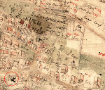 Katasterkarte 1751 von Breitau mit rechteckigem Anger zwischen Häusern an der Straße (Kehre) unweit der Kirche. Vorschaubild