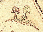 Detailansicht der Katasterkarte von 1775/76: Zollstock und Baum Vorschaubild