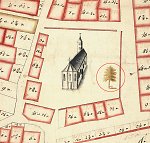 Linde und Tisch auf dem Kirchhof im Stadtplan von Trendelburg von 1749 (Ausschnitt) Vorschaubild