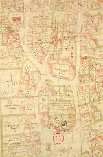 Der Gerichtsplatz in Grebendorf auf der Katasterkarte von 1745 Vorschaubild