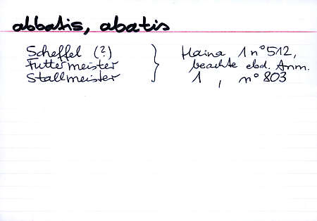 Karteikarte abbatis, abatis (Front Side)